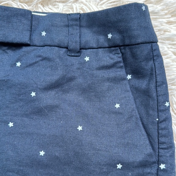 🎉HP🎉 J. Crew Scalloped Hem Linen Blend Star Shorts 💗 Navy - Picture 9 of 16
